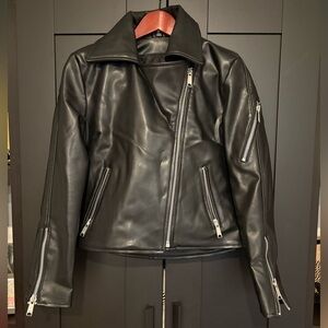 Women's Black Leather Biker Jacket